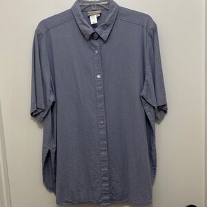 Coldwater Creek Linen Blue SS Button-Up Shirt